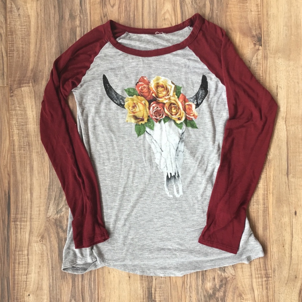 Floral cow skull long sleeve
